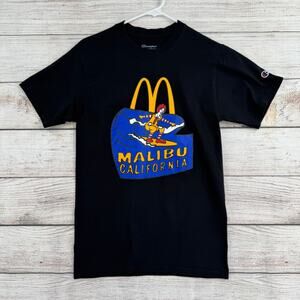 Champions x McDonalds Malibu Ronald Surfing‎ T-Shirt Adult Small Black